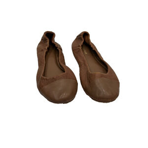 Delman Womens Brown Leather Round Toe Slip On Comfort Ballet Flat Size 8.5M